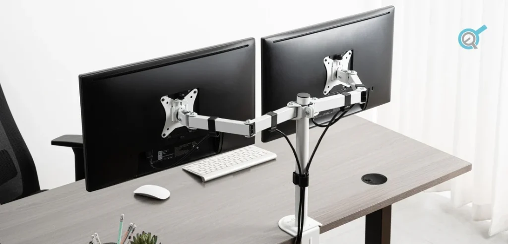 Ergonomic monitor arms supplied in bulk by Potenza Building Materials Ltd, UK.