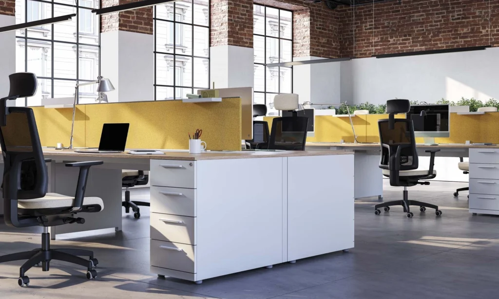 Ergonomic pedestals by Potenza Building Materials Ltd, UK.