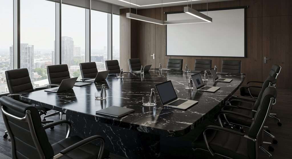 Ergonomic Meeting Room Table and Chairs by Potenza Building Materials Ltd, UK.