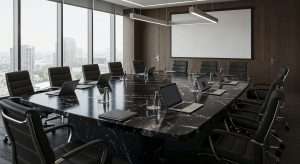 Ergonomic Meeting Room Table and Chairs by Potenza Building Materials Ltd, UK.
