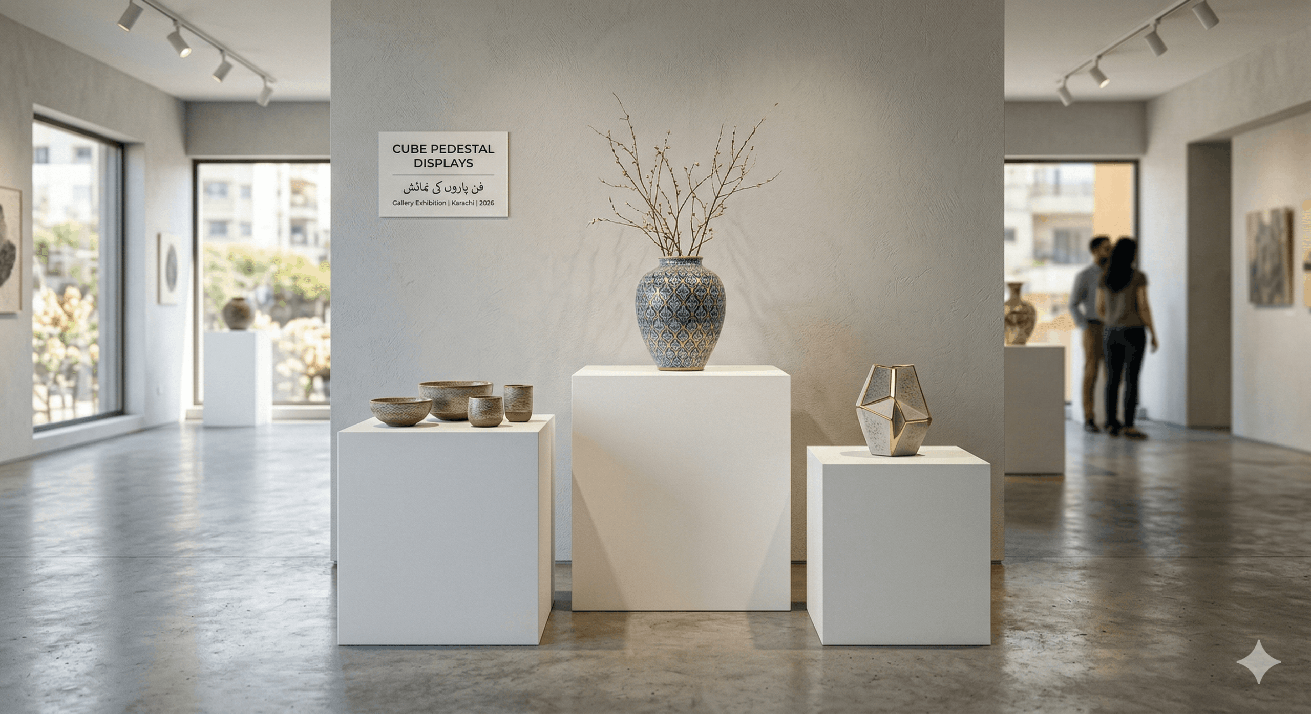 cube pedestal display stand for product showcase